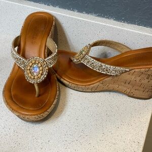 Chicos Cork wedges w/ beading size 6
